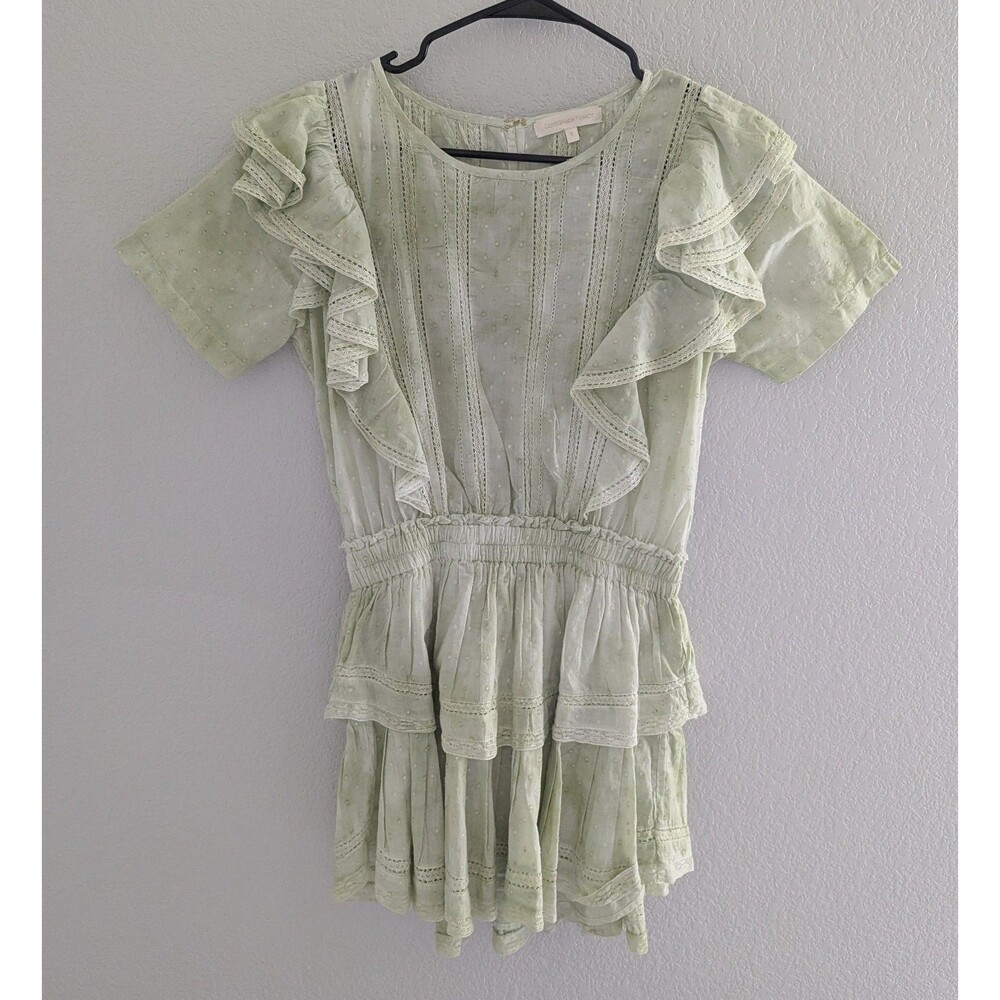 LoveShackFancy Natasha Heritage Mini Dress Women's Size Small Moss Green Dress